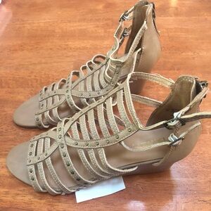 BONGO Tan Strappy Studded Gladiator Sandals